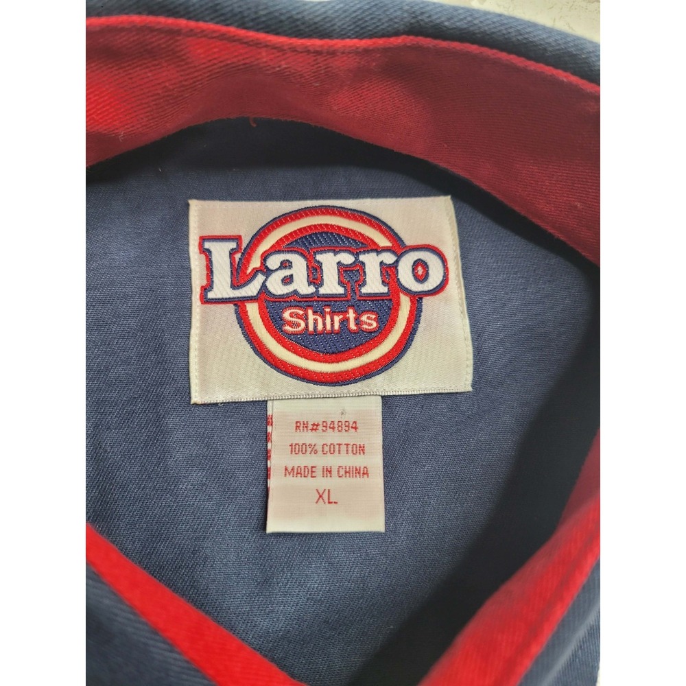 Larro Shirts Long Sleeve Button‎ Down Texas Lone Star Red White Blue XL - Picture 2 of 4